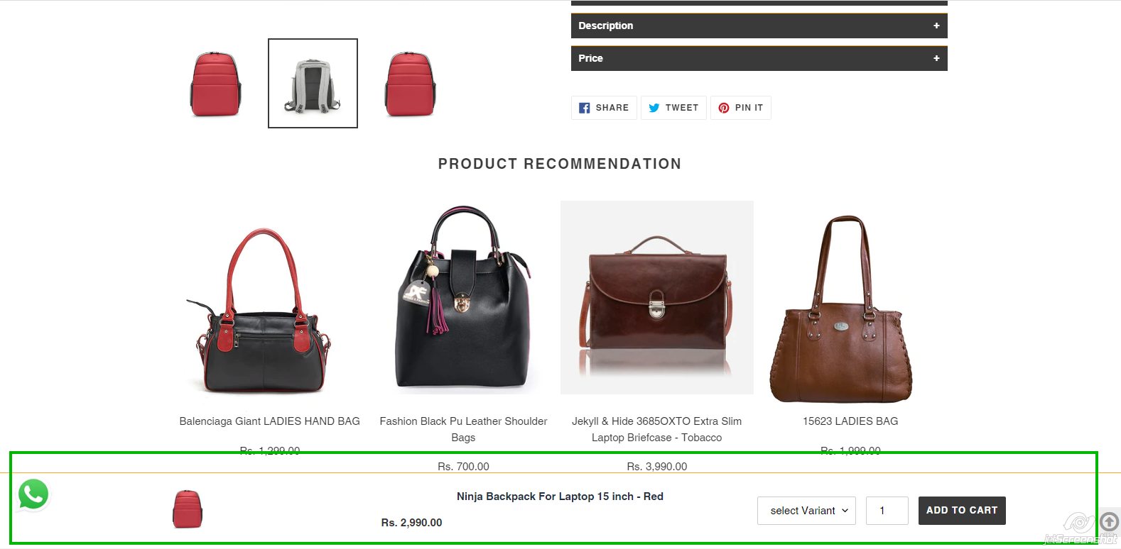 sticky add to cart