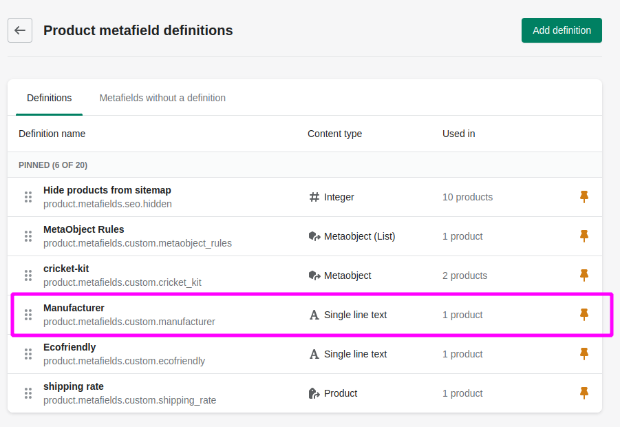 product-metafield-definitions product-metafield-definitions